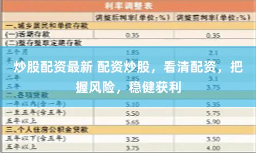 炒股配资最新 配资炒股，看清配资，把握风险，稳健获利
